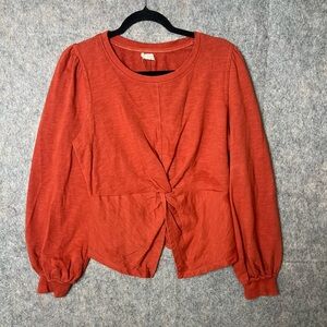 Pilcro by Anthropologie Woman Size Medium twist-front sweatshirt in rust orange